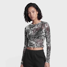 Off-White fitted crop top black white swirl Grau