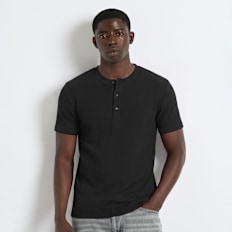 Burocs Rib Henley T-Shirt Schwarz