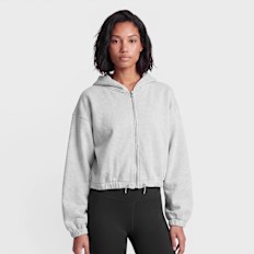 Urban Classics Ladies Fluffy Cropped Zip Hoodie gris