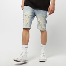 SikSilk Distressed Denim Shorts light blue wash Blau