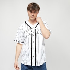 Karl Kani Serif Pinstripe Baseball Shirt blanco