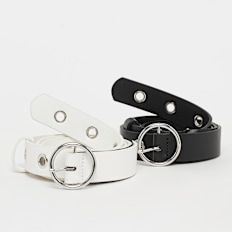 Urban Classics Synthetic Leather Eyelet Belt 2-Pack black/white multicolor