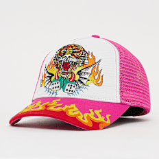 Ed Hardy TIGER-DICE TWILL FRONT MESH TRUCKER neon pink Pink