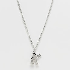 Karl Kani Rhinestone Pendant Cuban Link Chain zilver
