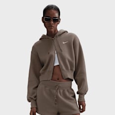 Nike   Sportswear Phoenix Fleece Loose Crop Full-Zip Hoodie marrone