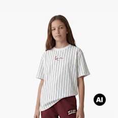 Karl Kani Small Signature Essential Pinstripe Tee Junior blanc