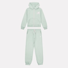 New Balance Set Stacked Logo French Terry Zip Hoodie and Jogger verde