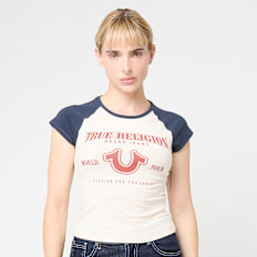 True Religion Raglan Baby Tee beż