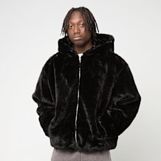 Urban Classics Full Zip Faux Fur Hoodie noir