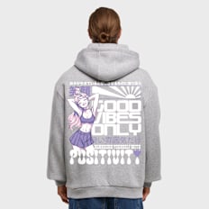 Mister Tee Manga Girl Fluffy Hoody grijs