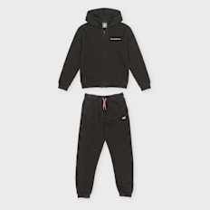 New Balance Linear Logo French Terry Zip Hoodie and Jog Set negro