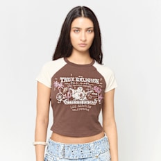 True Religion Contrast Raglan Baby Tee braun