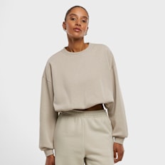 Urban Classics Ladies Cropped Gathered Sweatshirt beż