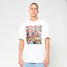 Karl Kani Woven Signature Collaboration Oversized T-Shirt blanc