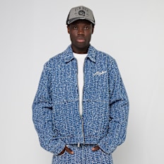 Karl Kani Jeans Distressed Zip Denim Jacket niebieski