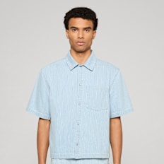 Urban Classics Pinstriped Casual Denim Overshirt blu