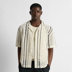 Burocs Crochet Striped Shirt bege