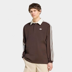adidas Originals 3-Stripes Rugby Longsleeve Polo bruin