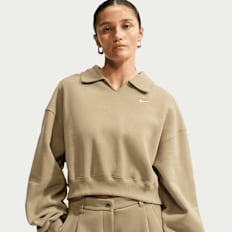 Nike   Studio Fleece Medium Weight Oversized Crop Polo bež