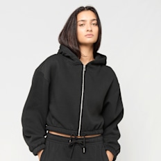 Urban Classics Ladies Fluffy Cropped Zip Hoodie preto