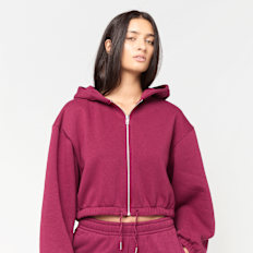 Urban Classics Ladies Fluffy Cropped Zip Hoodie crvena
