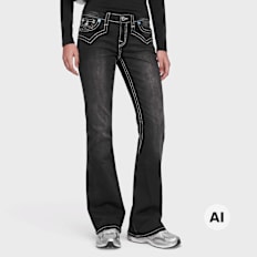 True Religion Western Yoke Joey Low Rise Flare Flap blu