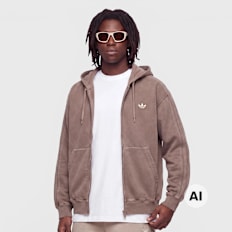 adidas Originals Washed Full Zip Oversized Hoodie castanho