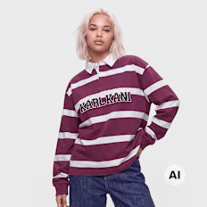 Karl Kani College Stripe Boxy Rugby Shirt ljubičasta