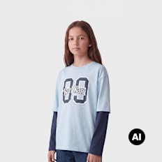 Karl Kani Round Serif 89 Layered Longsleeve Junior blu