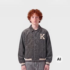 Karl Kani Retro Patch Corduroy College Jacket Junior grey grigio