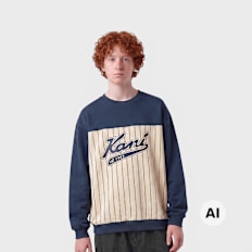 Karl Kani Varsity Pinstripe Crewneck Junior bleu