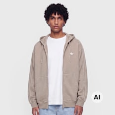 adidas Originals Washed Full Zip Oversized Hoodie brun