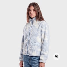 Urban Classics Ladies Printed Sherpa Jacket blu