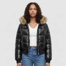 Urban Classics Bomber Fake Fur Hooded Jacket zwart