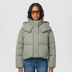 Urban Classics Short Coated Hooded Puffer zelena