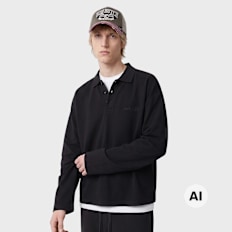 Another Cotton Lab Another Longsleeve Piqué Polo Shirt Schwarz
