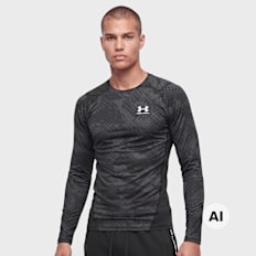 Under Armour UA HG ARMOUR COMP PRINTED LS black/white schwarz