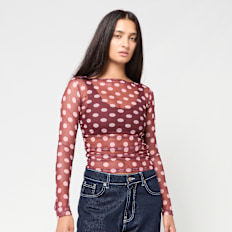 Decibel Polka Dot Mesh Longsleeve rot