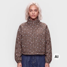 Decibel Polka Dot Funnel Neck Jacket braun