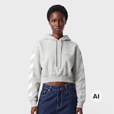 Off-White crop hoodie med grey heather grijs