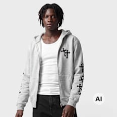 Mister Tee Many Crosses Fluffy Zip Hoody cinzento