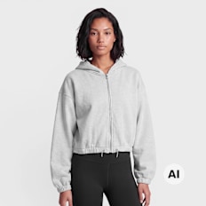 Urban Classics Ladies Fluffy Cropped Zip Hoodie grijs