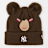 New Era Knit Medium Animal Pom Beanie MLB New York Yankees castanho