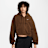 Nike   Studio Fleece Oversized Cropped Full-Zip Hoodie brązowy