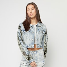Smoke Rise Denim Trucker Nylon Mixed Media Jacket bleu