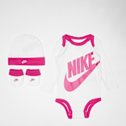 Niet geselecteerd, Nike, Futura Logo Hat/Bodysuit/Bootie 3pc, wit (Uitverkocht)
