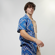 Geselecteerd, Karl Kani, Chest Signature Paisley Block Resort Shirt, blauw (Uitverkocht)