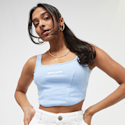 Geselecteerd, Sixth June, Square Neck Crop Tank Top, blauw (Uitverkocht)