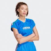 Niet geselecteerd, adidas Originals, Tiro Cut 3 Stripes Cropped Jersey, blauw (Uitverkocht)