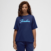 Geselecteerd, Jordan, Flocked Holiday T-Shirt, blauw (Uitverkocht)